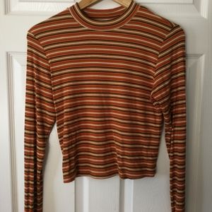 Striped long sleeve crop